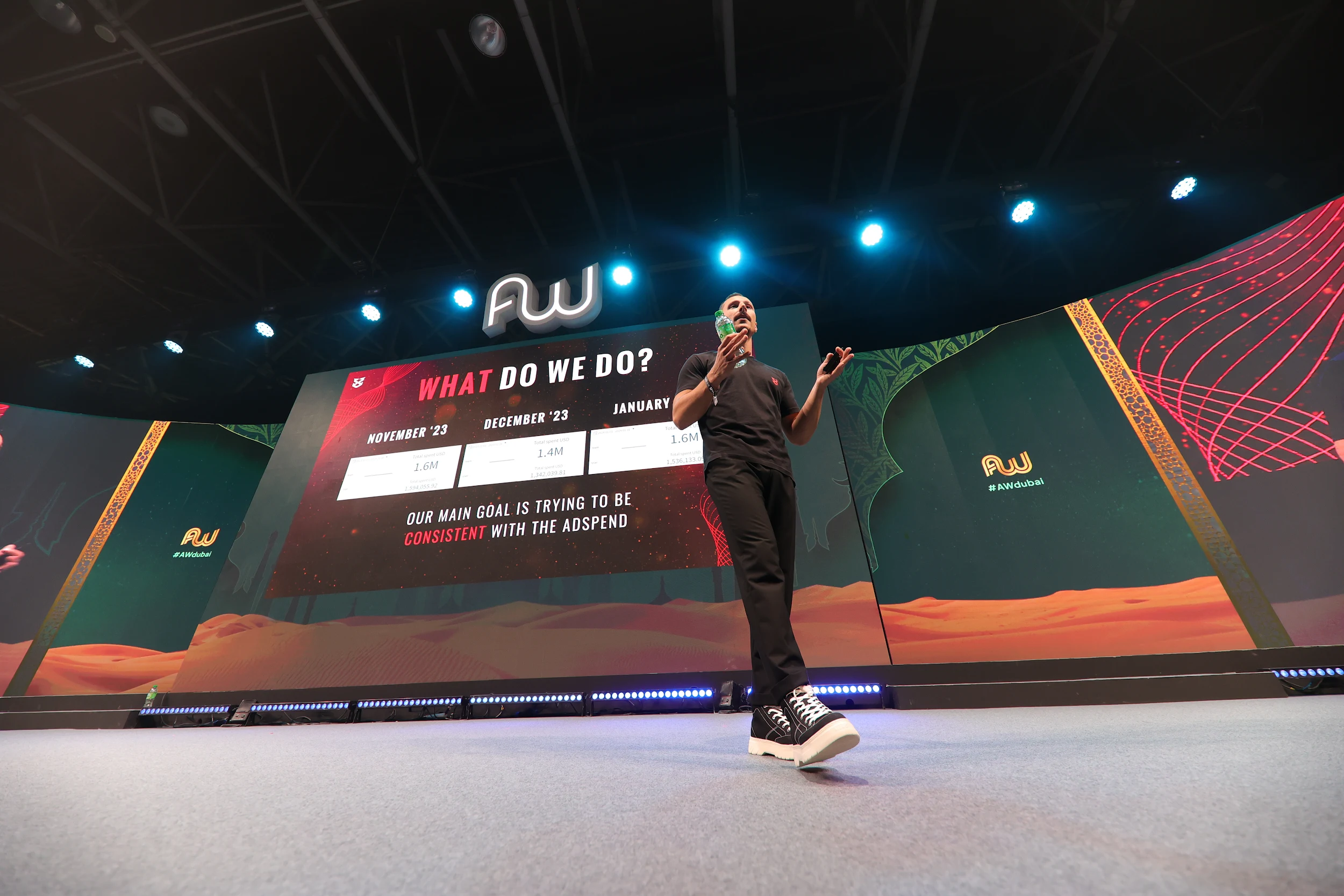 Wide low-angle keynote stage view