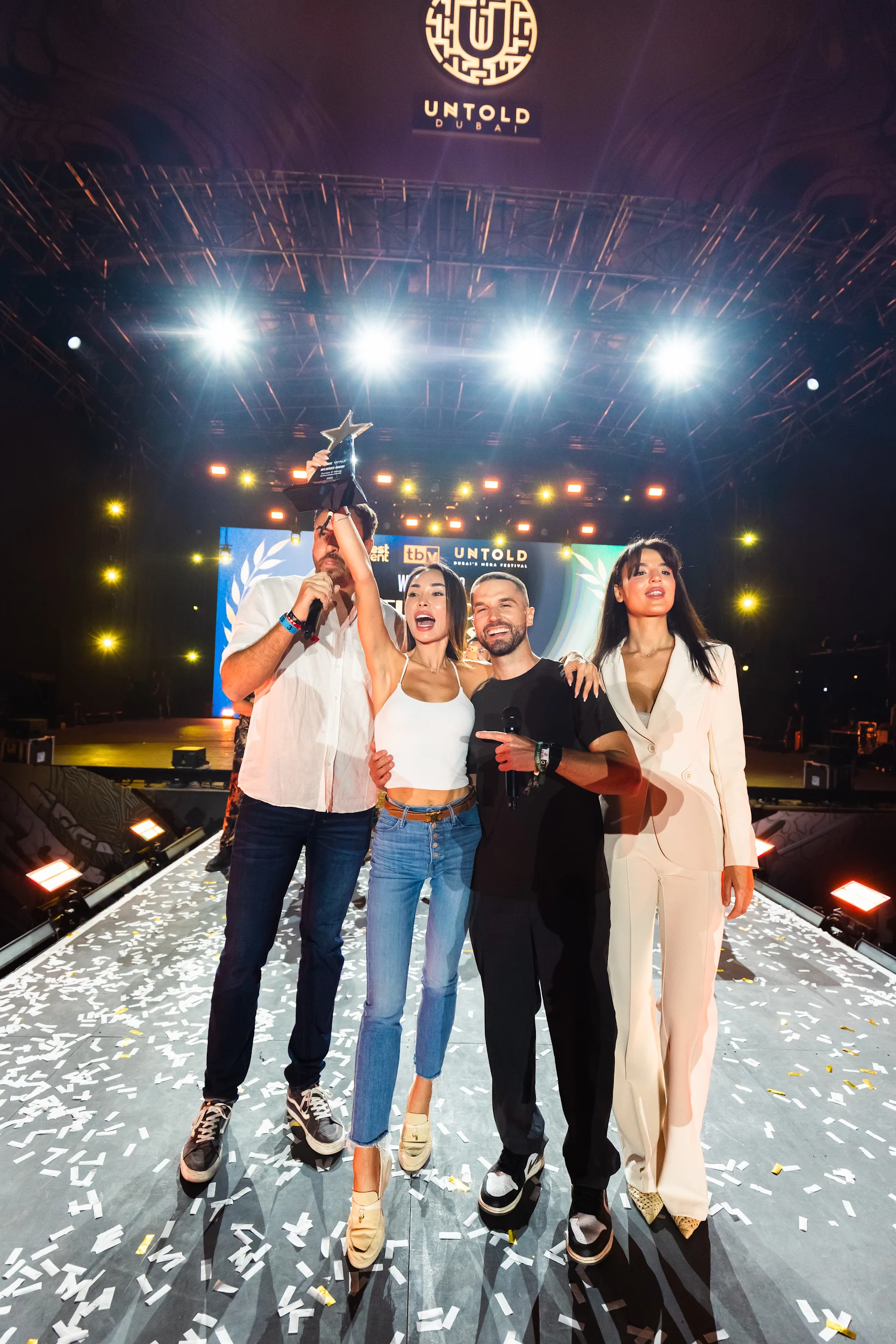 Award moment on stage at Untold Dubai