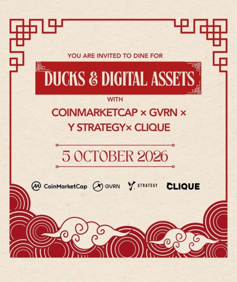 Duck & Digital Assets – A Private Dinner by CoinMarketCap × GVRN x Y Strategy x Clique